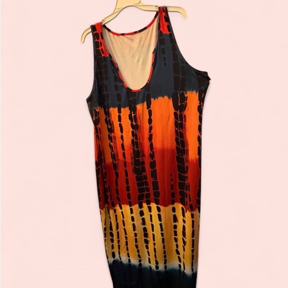 Women’s Tie Dye Print U-Neck Sleeveless Maxi Dress | Size 2XL - Picture 5 of 6